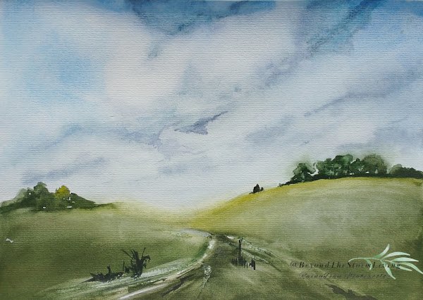 Where the Road Leads: A Calm, Minimalist Watercolor Landscape (Alla prima technique)
